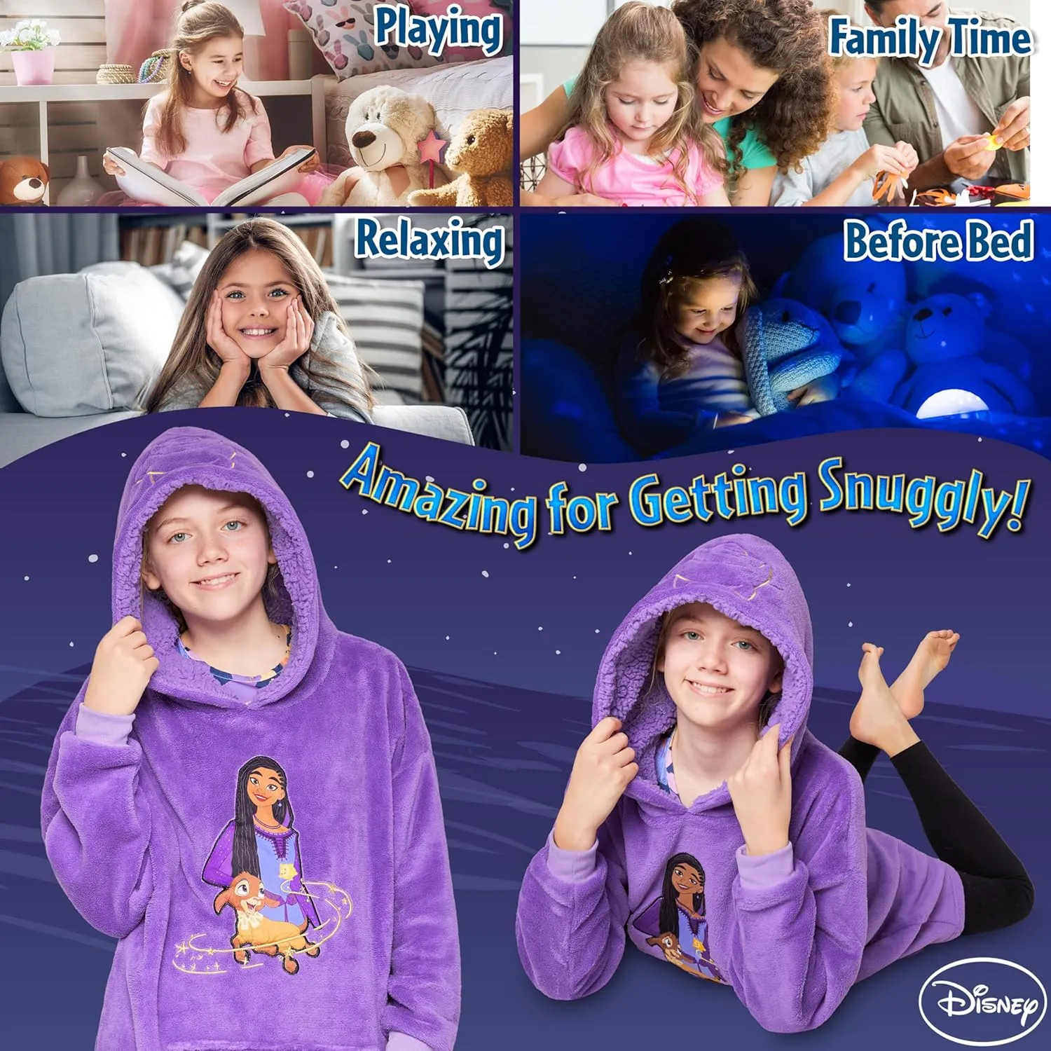 Disney Stitch Fleece Hoodie Blanket for Kids and Teenagers - One Size Fluffy Oversized Hoodie - Stitch Gifts