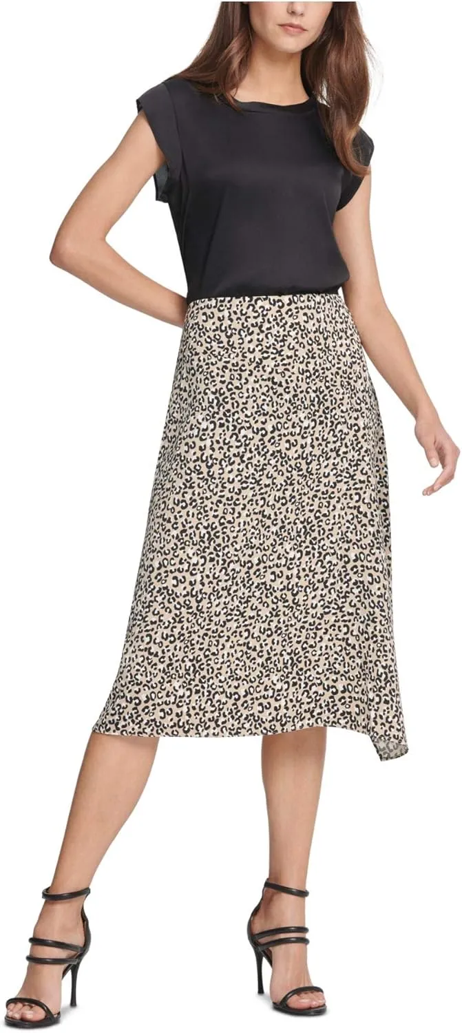DKNY Womens Satin Ruffled Skirt