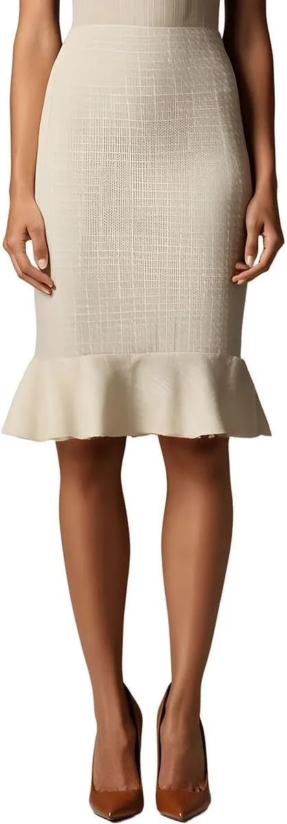 Donna Karan Womens Ruffled Tweed Pencil Skirt