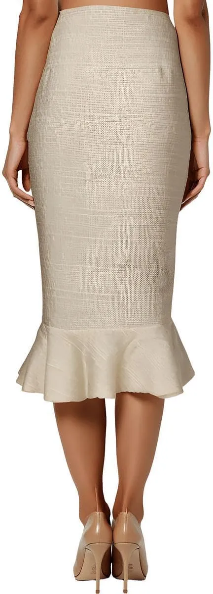 Donna Karan Womens Ruffled Tweed Pencil Skirt