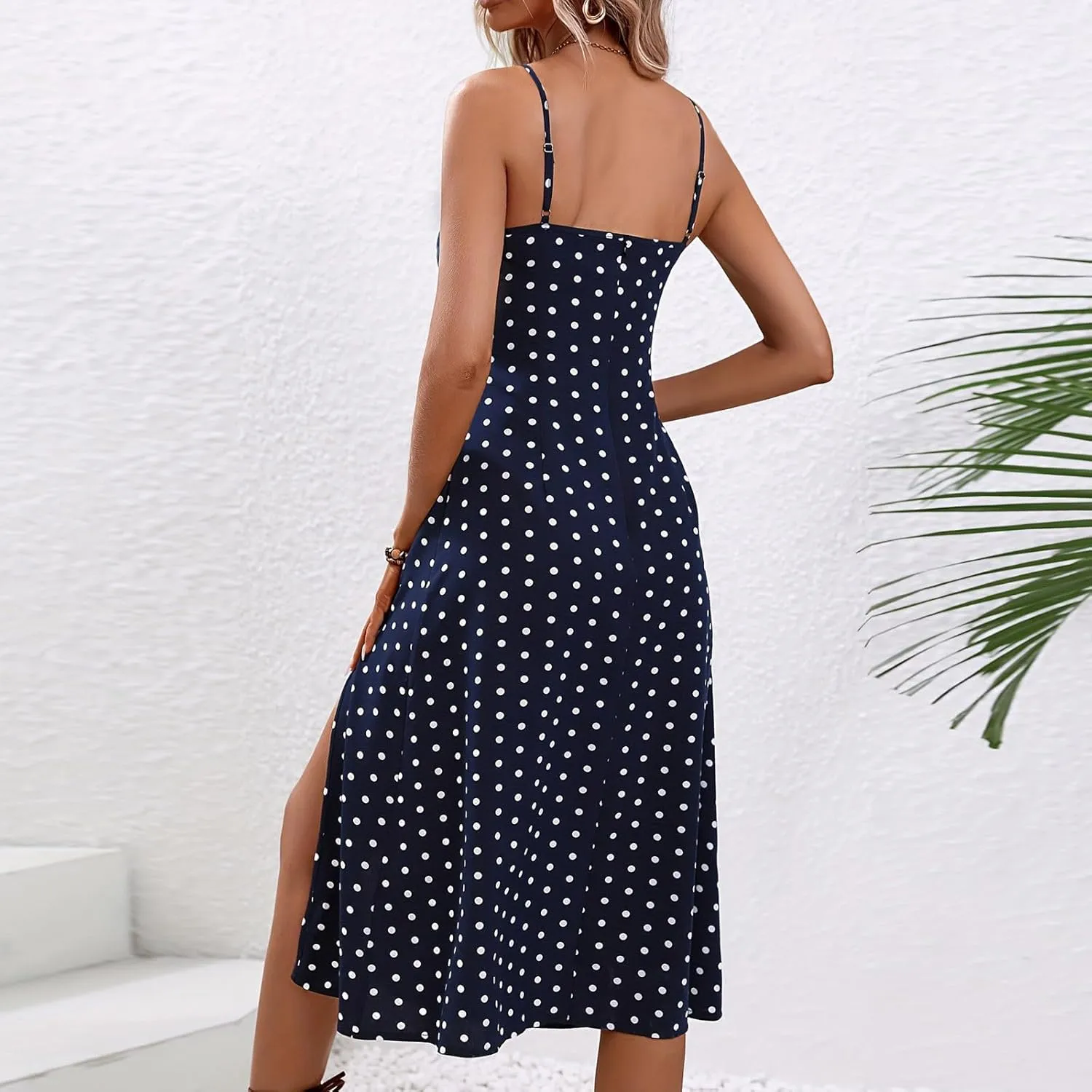 Dresses for Women 2025 Casual Spring Summer Sleeveless Spaghetti Straps Sundress Trendy Split Hem Boho Tank Dress
