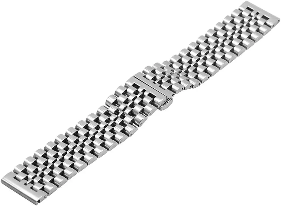 Dressy Quick Release Watch Band 7 Rows Stainless Steel Watch Bracelet Straps 20mm/22mm Metal Replacement Strap for Men Ladies, Black ,Silver, Two-Tone: Gold ,Rose Gold
