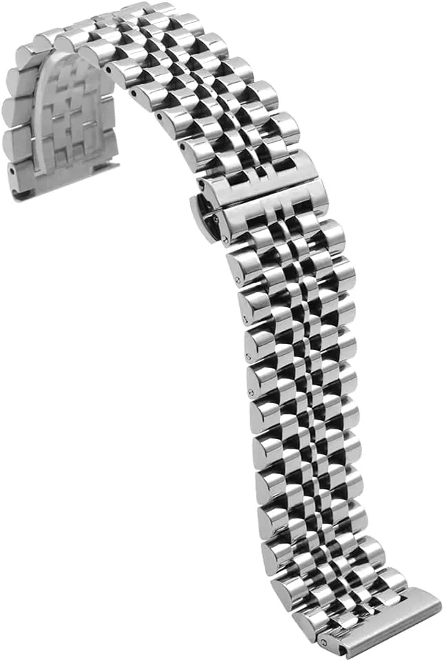 Dressy Quick Release Watch Band 7 Rows Stainless Steel Watch Bracelet Straps 20mm/22mm Metal Replacement Strap for Men Ladies, Black ,Silver, Two-Tone: Gold ,Rose Gold