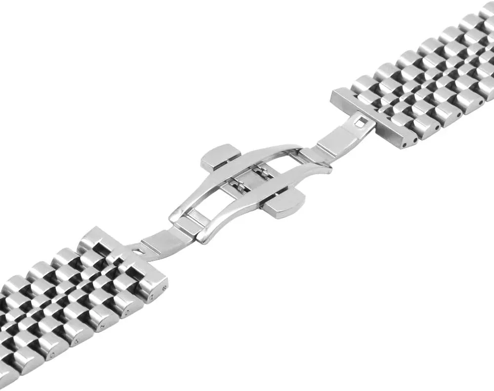 Dressy Quick Release Watch Band 7 Rows Stainless Steel Watch Bracelet Straps 20mm/22mm Metal Replacement Strap for Men Ladies, Black ,Silver, Two-Tone: Gold ,Rose Gold