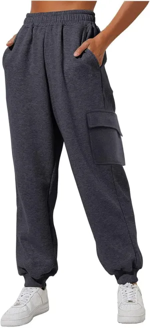 Elastic Ankle Baggy Sweatpants Joggers Women Cinch Bottom High Waist Cargo Pants Oversized Y2k Trouser with Pockets