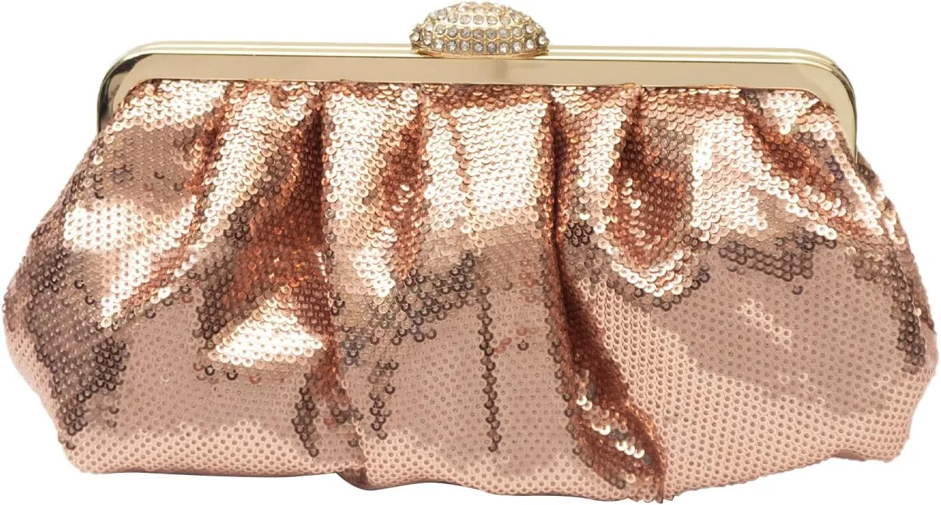 Evening Clutch Bag for Women Sparkly Sequin Handbag Bridal Wedding Purse Vintage Rhinestone Shoulder Bag