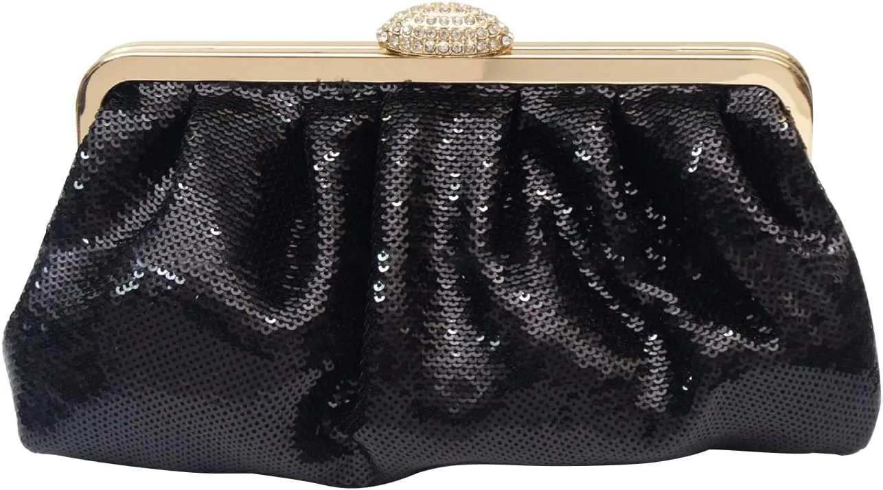 Evening Clutch Bag for Women Sparkly Sequin Handbag Bridal Wedding Purse Vintage Rhinestone Shoulder Bag