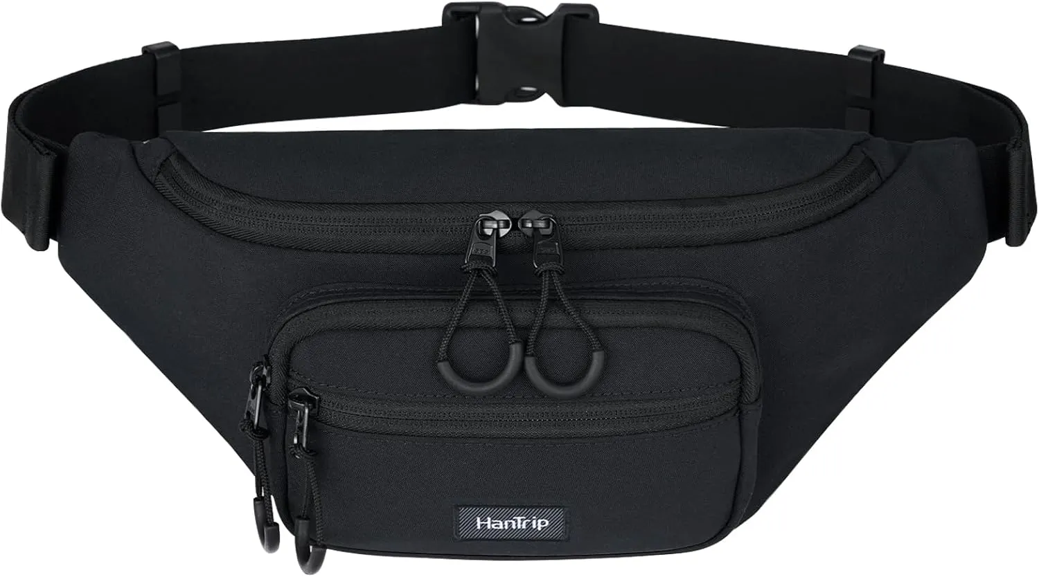 Fanny Packs for Women Men, Small Travel Fanny Pack Lightweight Crossbody Waist Bag Large Capacity, Water Resistant Belt Bags with Adjustable Strap for Hiking, Cycling (Black)