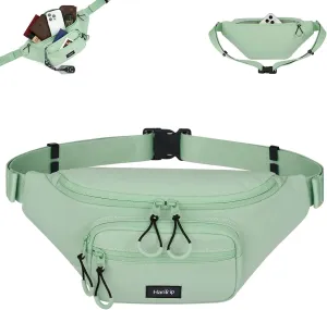 Fanny Packs for Women Men, Small Travel Fanny Pack Lightweight Crossbody Waist Bag Large Capacity, Water Resistant Belt Bags with Adjustable Strap for Hiking, Cycling (Cyan)