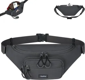 Fanny Packs for Women Men, Small Travel Fanny Pack Lightweight Crossbody Waist Bag Large Capacity, Water Resistant Belt Bags with Adjustable Strap for Hiking, Cycling(Dark Gray)