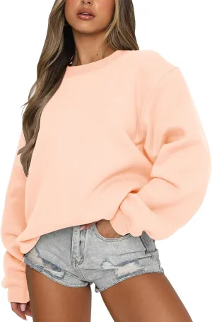 Fanway&EC Women's Long Sleeve Sweatshirt Casual Crewneck Oversized Pullover Hoodies Fall Tops