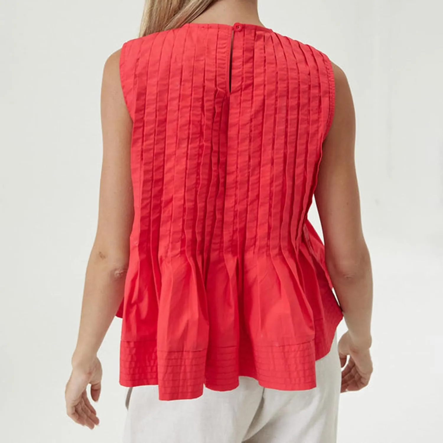 Faretumiya Women Pleated Babydoll Tank Top Linen Sleeveless Peplum Blouse Y2k Ruffle Shirt Summer Vest Going Out