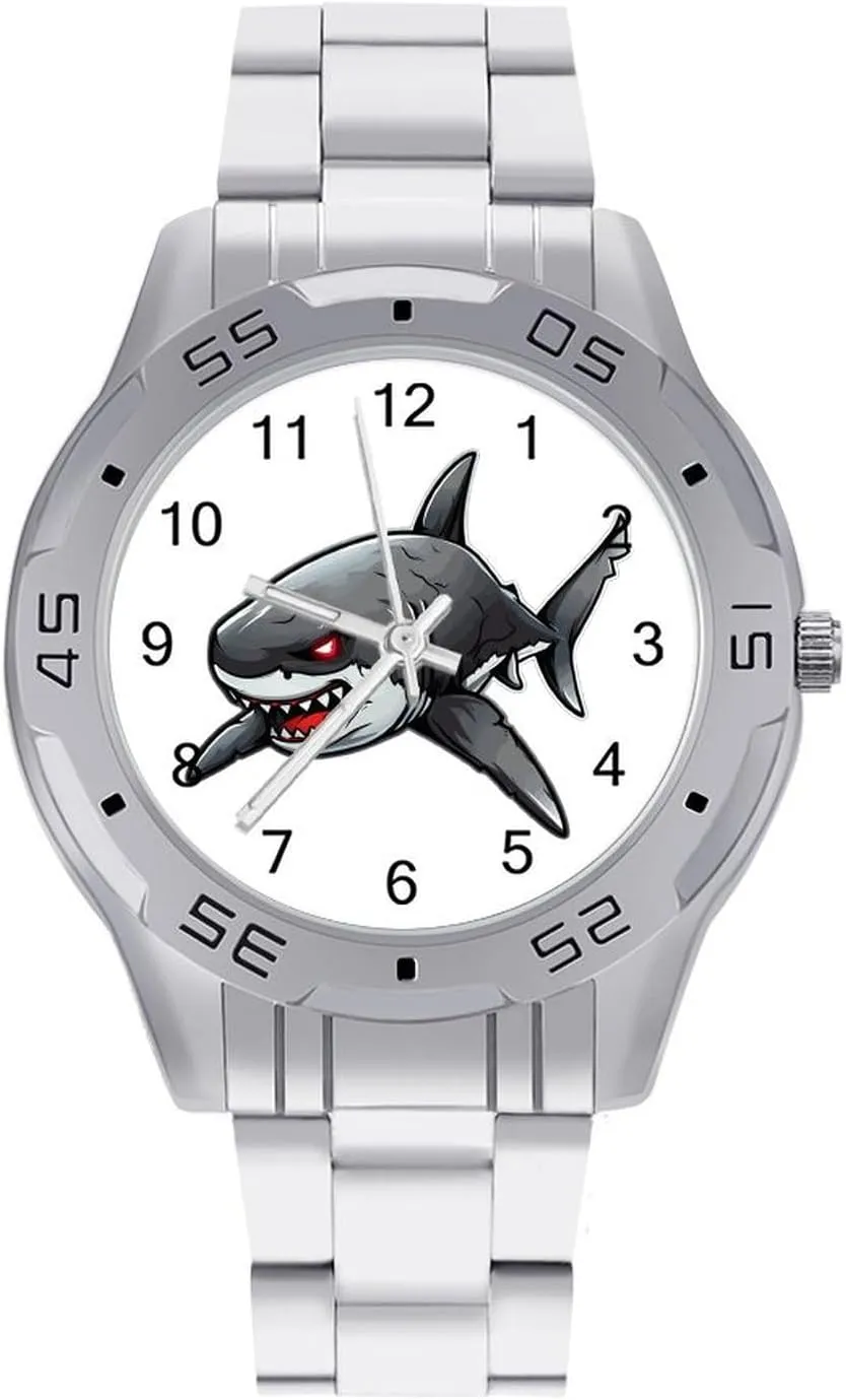 Fierce Shark Men's Business Watch Fashion Stainless Steel Wristwatches Custom Easy Read Watches for Women