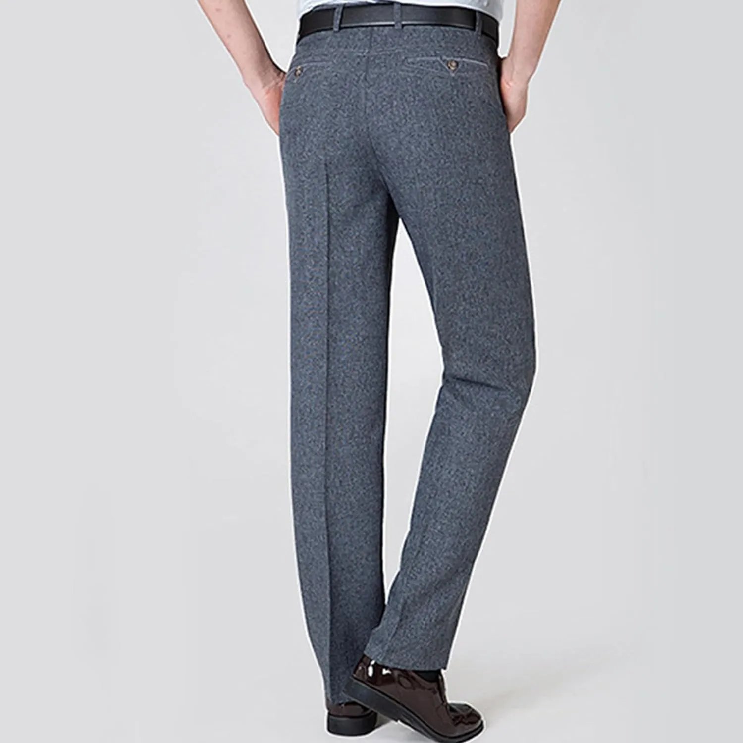 Finelylove Men's Linen Dress Pants Pleated Front Vintage Dress Pants Flex Twill Chino Pants Regular Fit Straight Leg