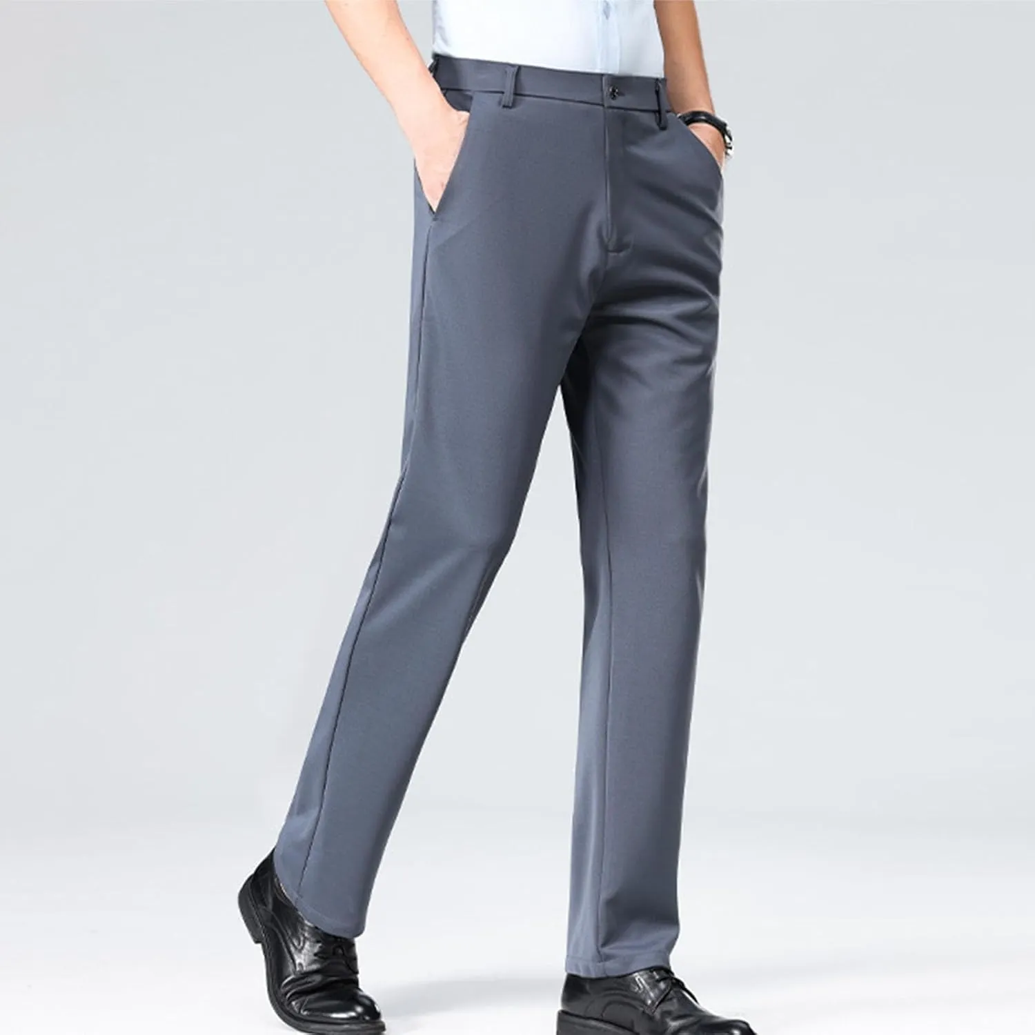 Finelylove Mens Suit Pants Flex Slim Fit Dress Pants Cinch Bottom Flat Front Tapered Chino Pants with Elastic Waistband