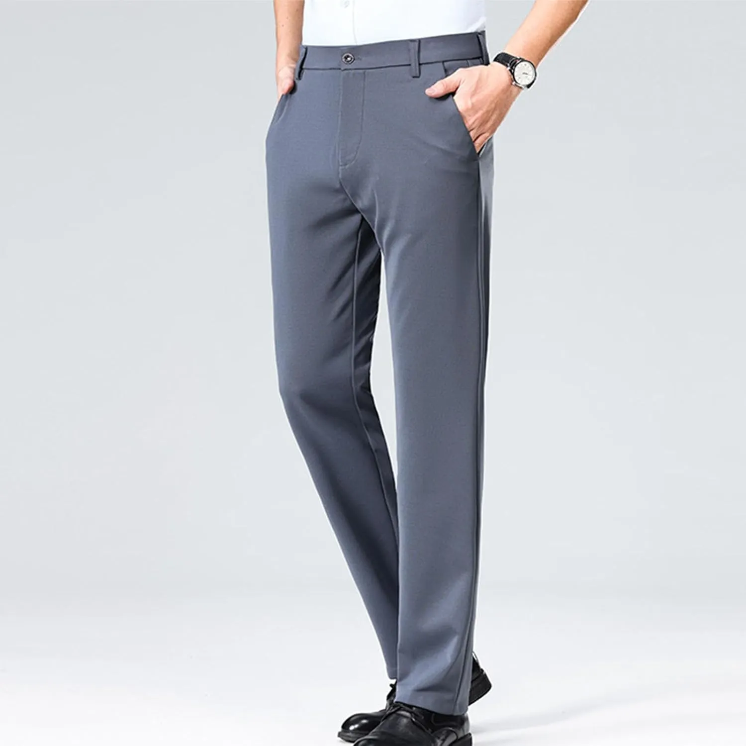 Finelylove Mens Suit Pants Flex Slim Fit Dress Pants Cinch Bottom Flat Front Tapered Chino Pants with Elastic Waistband