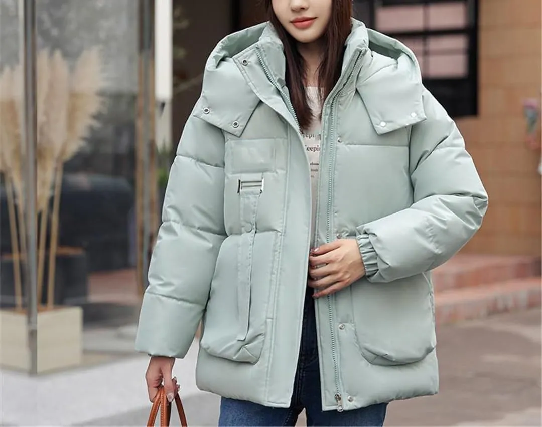 Fjnbbiot Autumn Winter Down Parkas Women Casual Short Overcoat Thick Cotton Padded Coat Female Fashion Hooded Loose Jacket