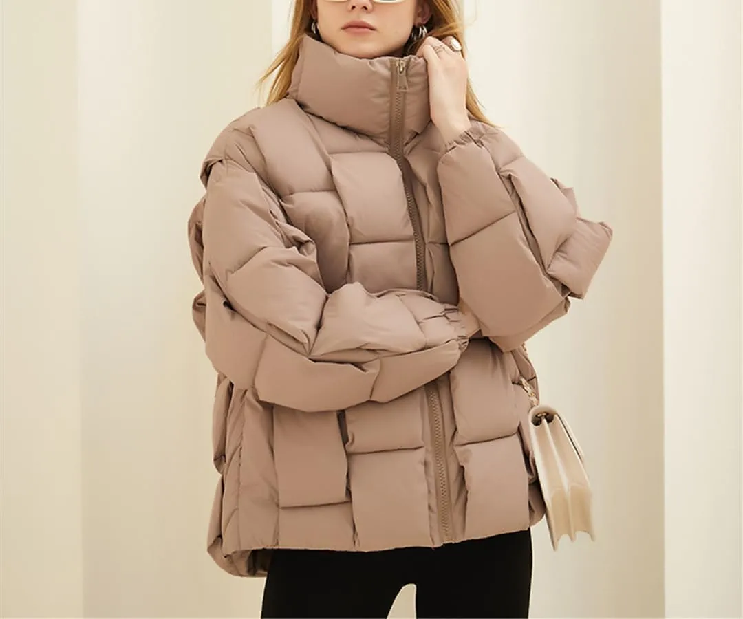 Fjnbbiot Winter Cotton Short Parkas Women Thick Warm Quilted Cotton Down Coat Padded Parka Jacket