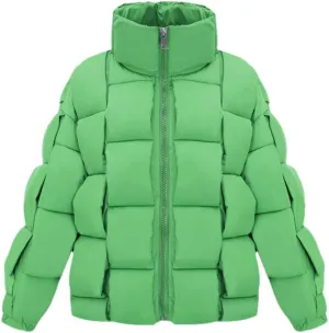 Fjnbbiot Winter Cotton Short Parkas Women Thick Warm Quilted Cotton Down Coat Padded Parka Jacket