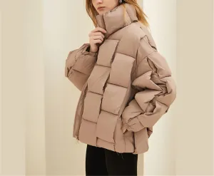 Fjnbbiot Winter Cotton Short Parkas Women Thick Warm Quilted Cotton Down Coat Padded Parka Jacket