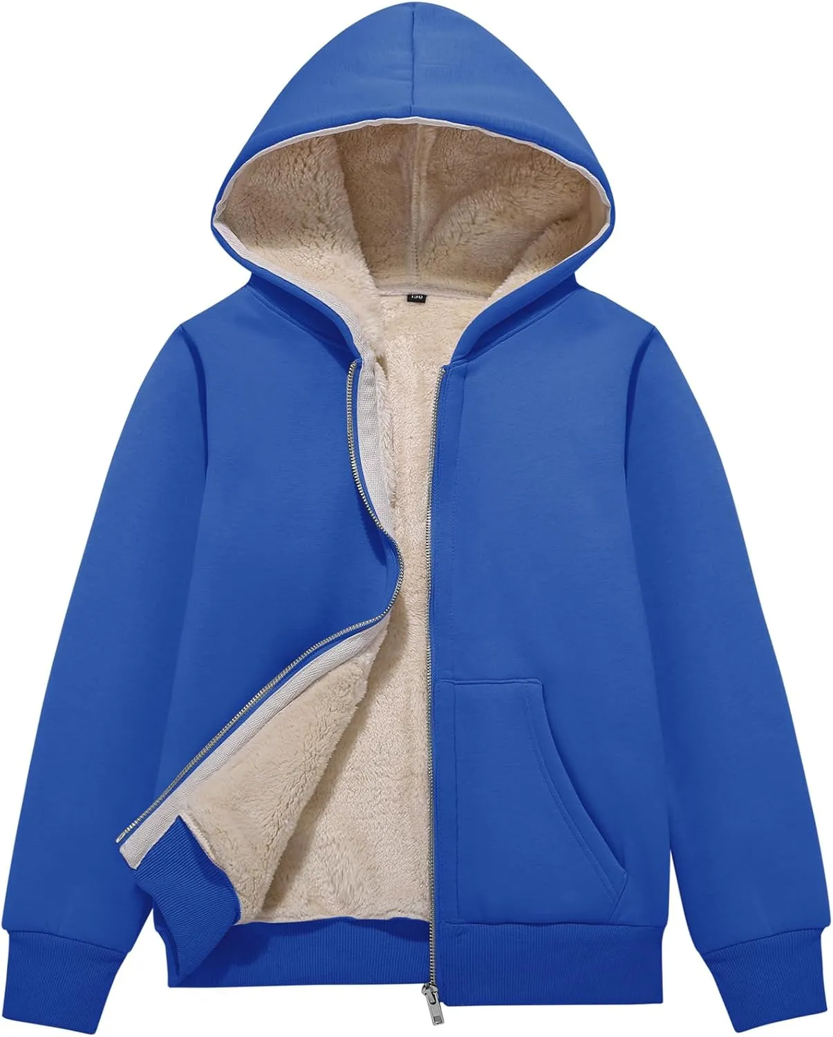 Flygo Unisex Boys Girls Fleece Jacket Hoodie Sherpa Lined Zip Up Hooded Sweatshirt Kids Winter Jackets 5-15Y