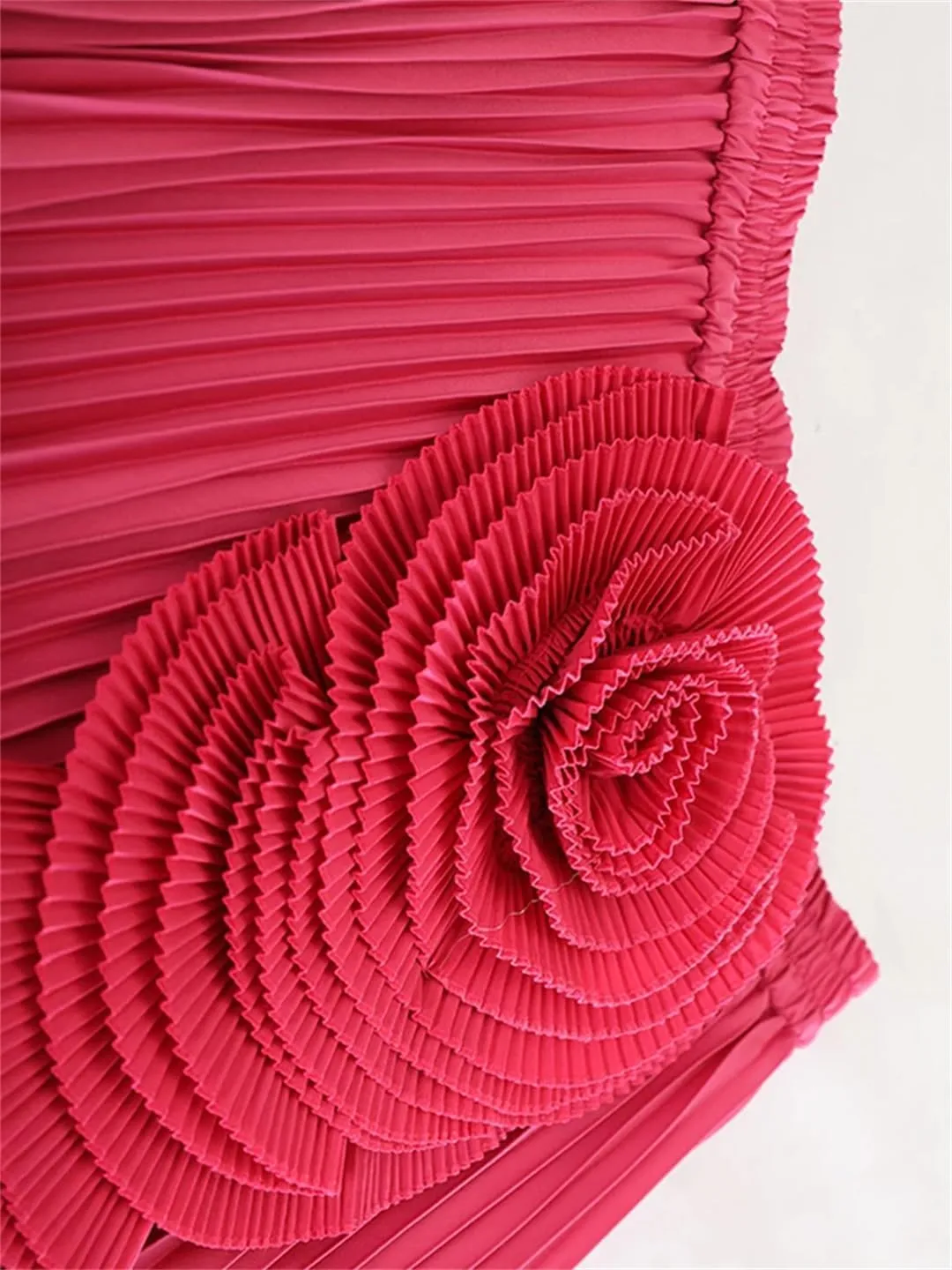 Fnfmrfmr Women High Elastic Waist Irregular Pleated Flower Skirt Solid Color Casual Midi Length Skirt