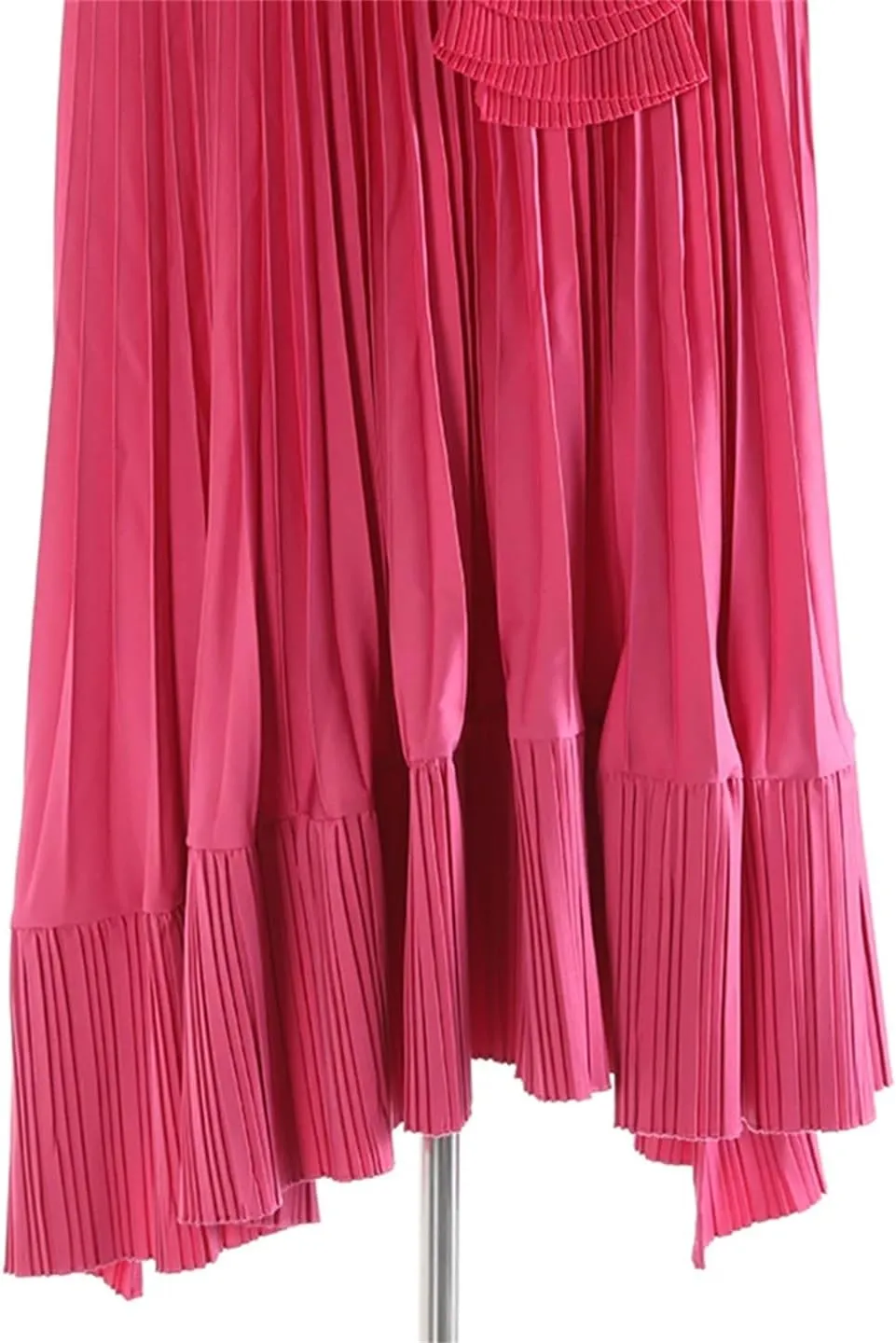 Fnfmrfmr Women High Elastic Waist Irregular Pleated Flower Skirt Solid Color Casual Midi Length Skirt