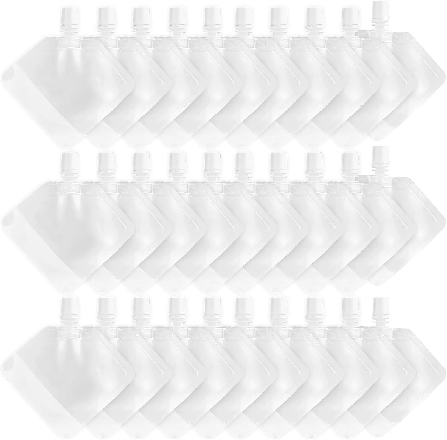 Framendino, 30 Pack Clear Travel Pouches for Toiletries Refillable Empty Containers Portable Fluid Makeup Packing Bags Squeeze Pouch Shampoo Conditioner Lotion (30ml)