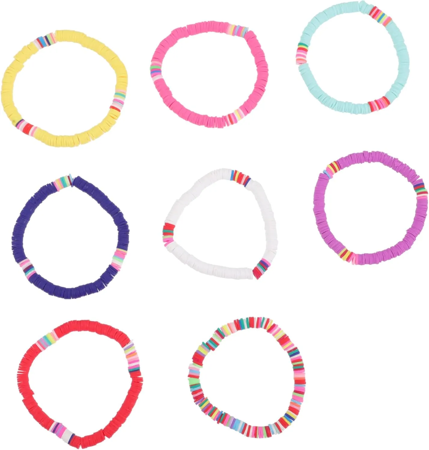 FRCOLOR 8Pcs Polymer Clay Beads Stretch Bracelets for Summer Beach Jewelry Lightweight and Durable Friendship Accessories for Women