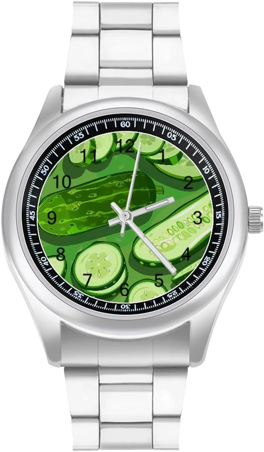 Fresh Dill Pickle Fashion Classic Wrist Watches for Men Casual Business Dress Watch Unisex