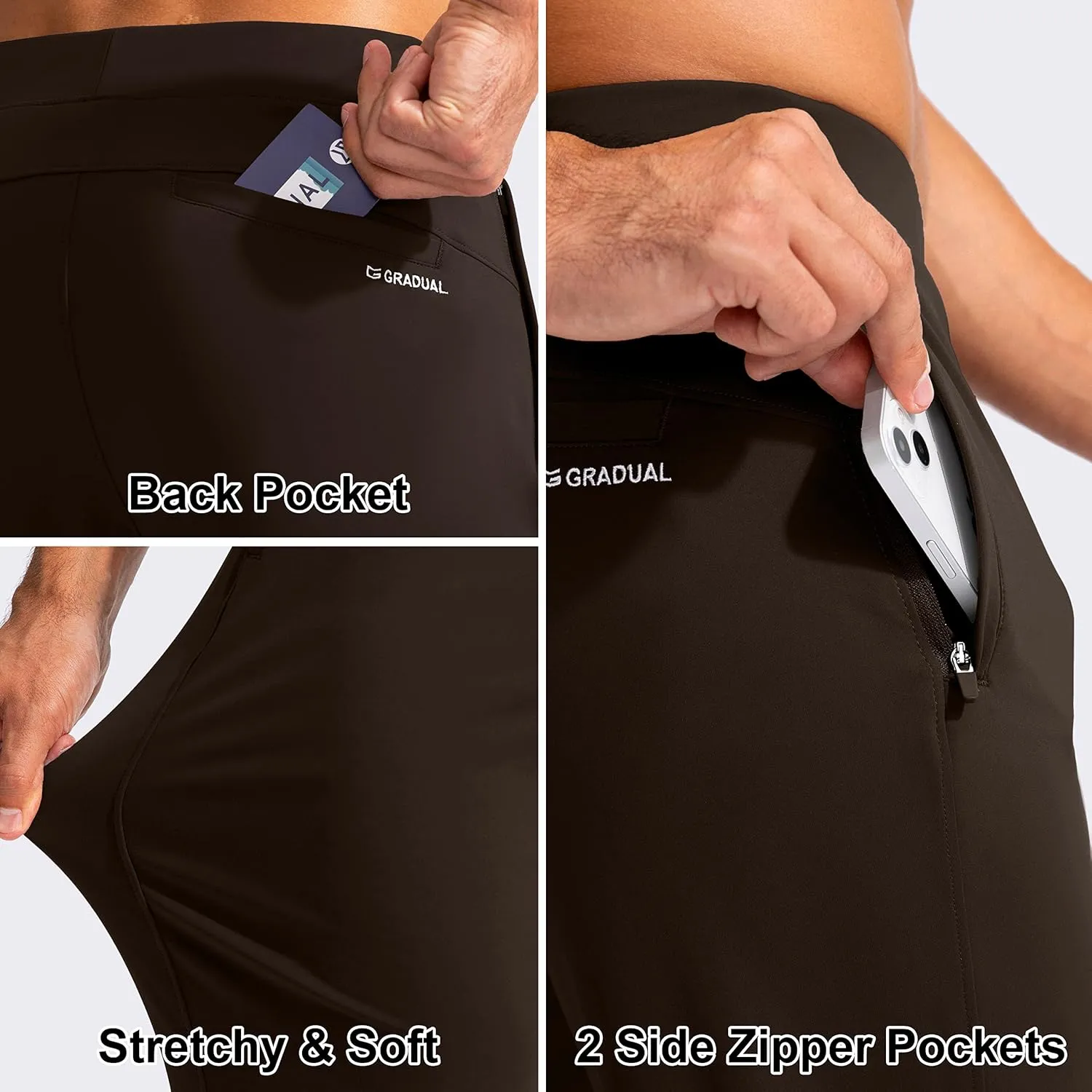 G Gradual Men's Golf Joggers Pants with Zipper Pockets Stretch Sweatpants Slim Fit Track Pants Joggers for Men Work Running
