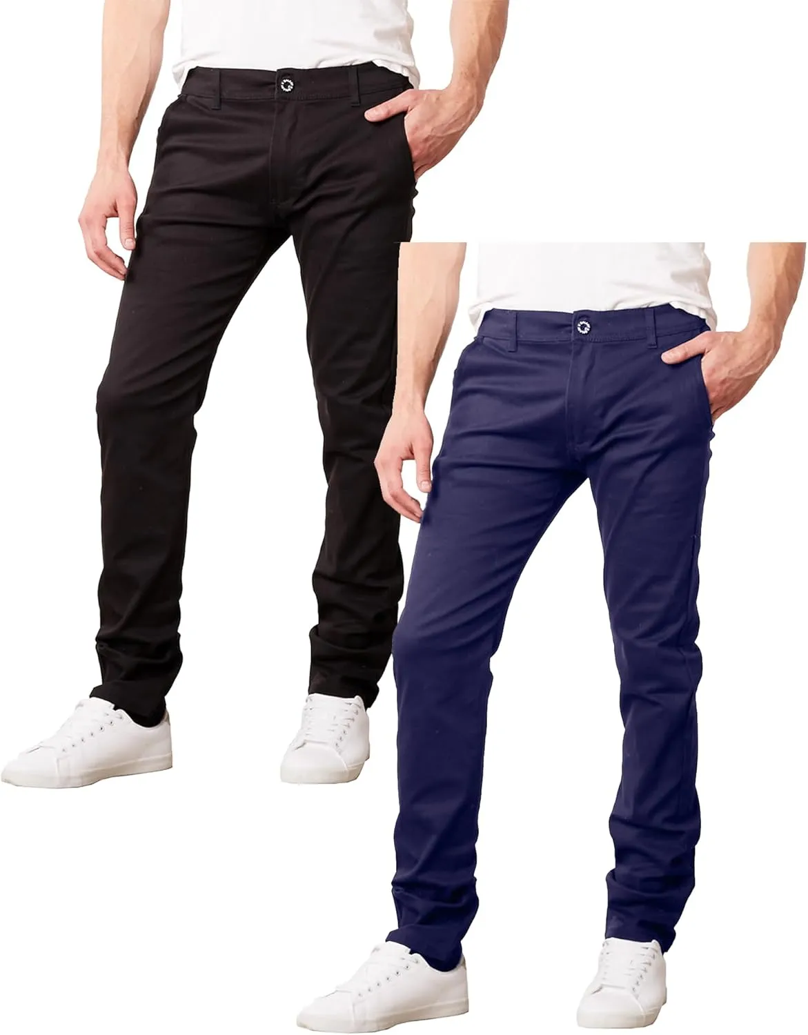 Galaxy by Harvic Mens Slim Fit Cotton Stretch Chino Pants 2 Packs