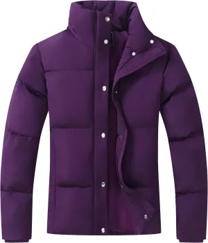 GIMECEN Women's Winter Coat Full-Zip Down Jacket Waterproof Puffer Coat Warm Parkas Long Sleeve Outerwear