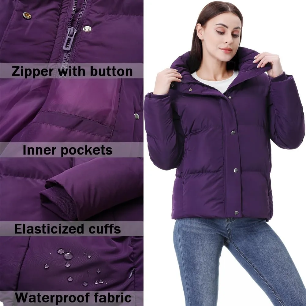 GIMECEN Women's Winter Coat Full-Zip Down Jacket Waterproof Puffer Coat Warm Parkas Long Sleeve Outerwear