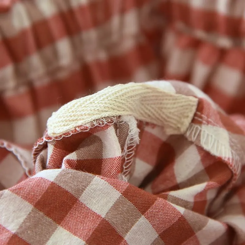 Gingham Pants Women Cotton Wide Leg Y2k Plaid Pajamas Pants Elastic High Waist Checkered Lounge PJ Pants Going Out Trousers