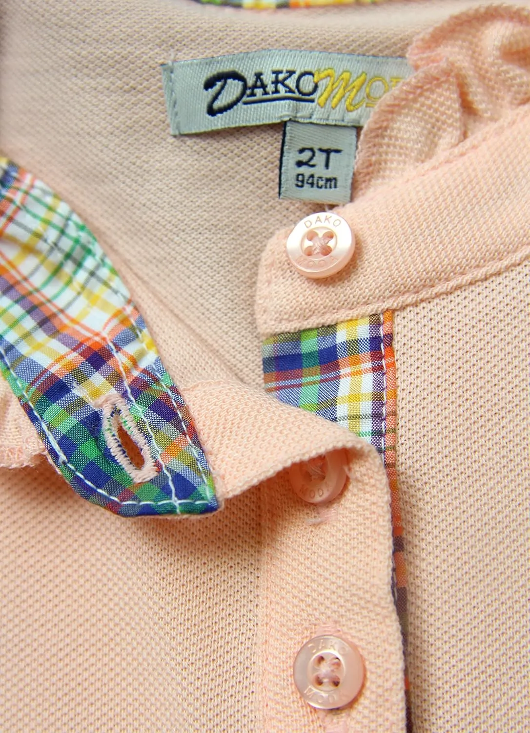 Girls' Ruffled Peach Orange Polo Shirt - 100% Pima Cotton