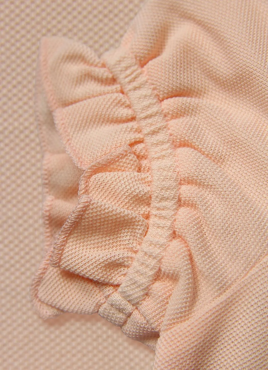 Girls' Ruffled Peach Orange Polo Shirt - 100% Pima Cotton