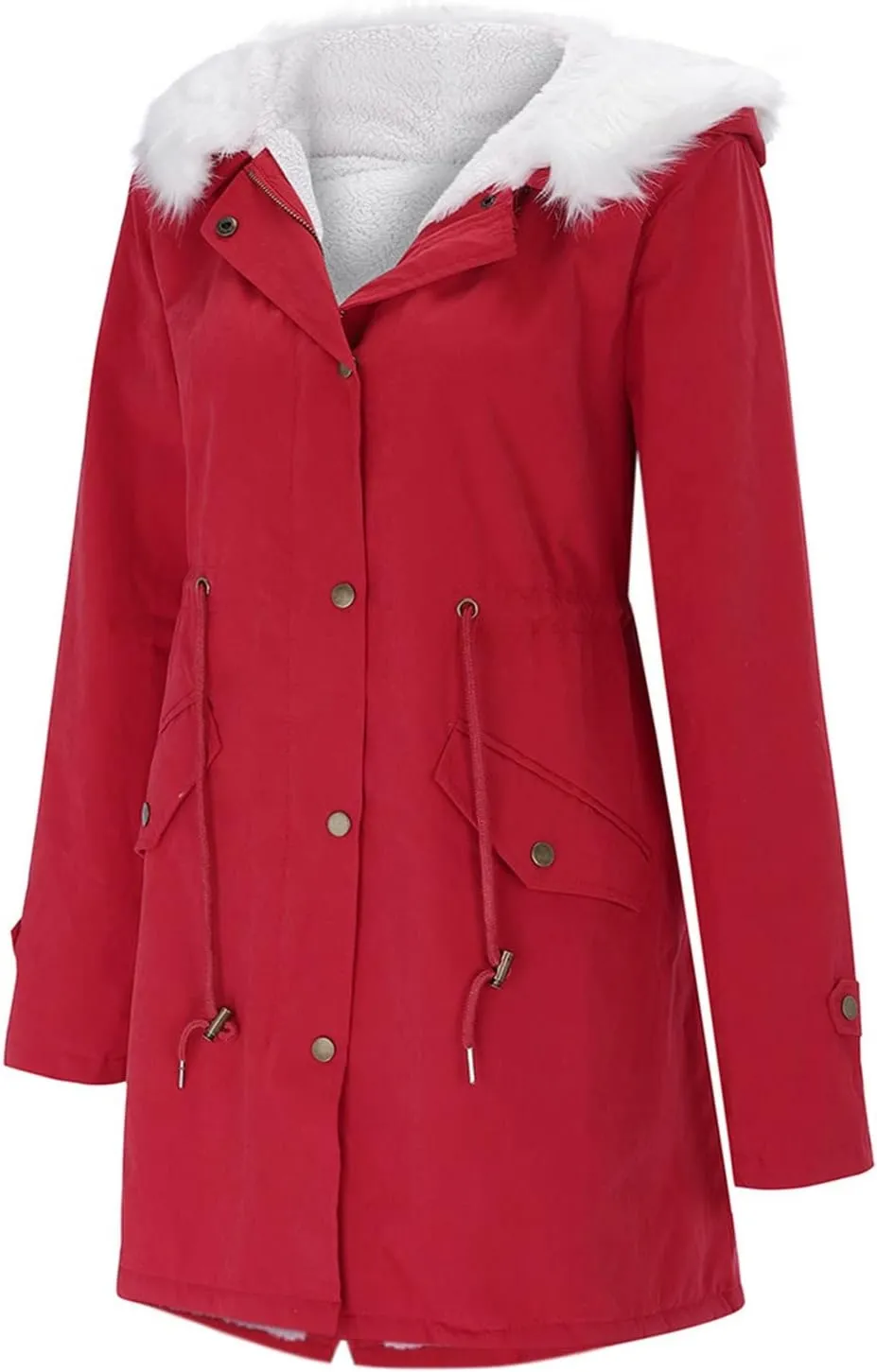 GOKKILRW Winter Coat for Women Thicken Warm Sherpa Fleece Lined Hooded Parkas Cotton Padded Coat Thermal Zip Up Puffer Jacket
