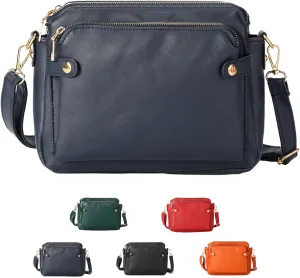 Gpmsign Crossbody Leather Bags For Women, Three Layer Leather Crossbody Shoulder clutches, Adjustable Handbags purses