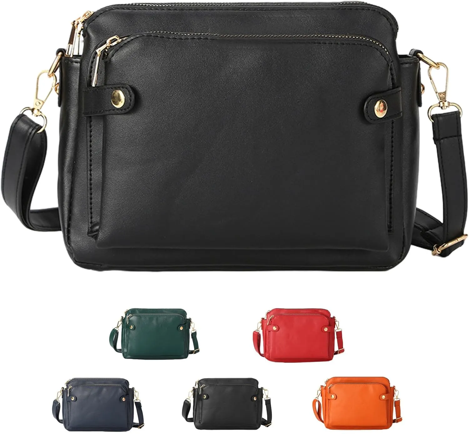 Gpmsign Crossbody Leather Bags For Women, Three Layer Leather Crossbody Shoulder clutches, Adjustable Handbags purses