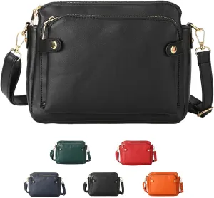 Gpmsign Crossbody Leather Bags For Women, Three Layer Leather Crossbody Shoulder clutches, Adjustable Handbags purses
