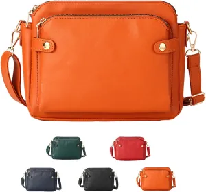 Gpmsign Crossbody Leather Bags For Women, Three Layer Leather Crossbody Shoulder clutches, Adjustable Handbags purses