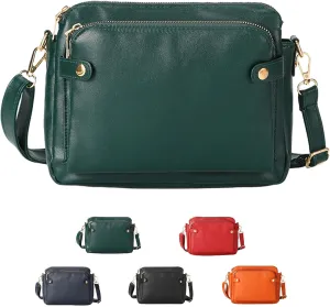 Gpmsign Crossbody Leather Bags For Women, Three Layer Leather Crossbody Shoulder clutches, Adjustable Handbags purses