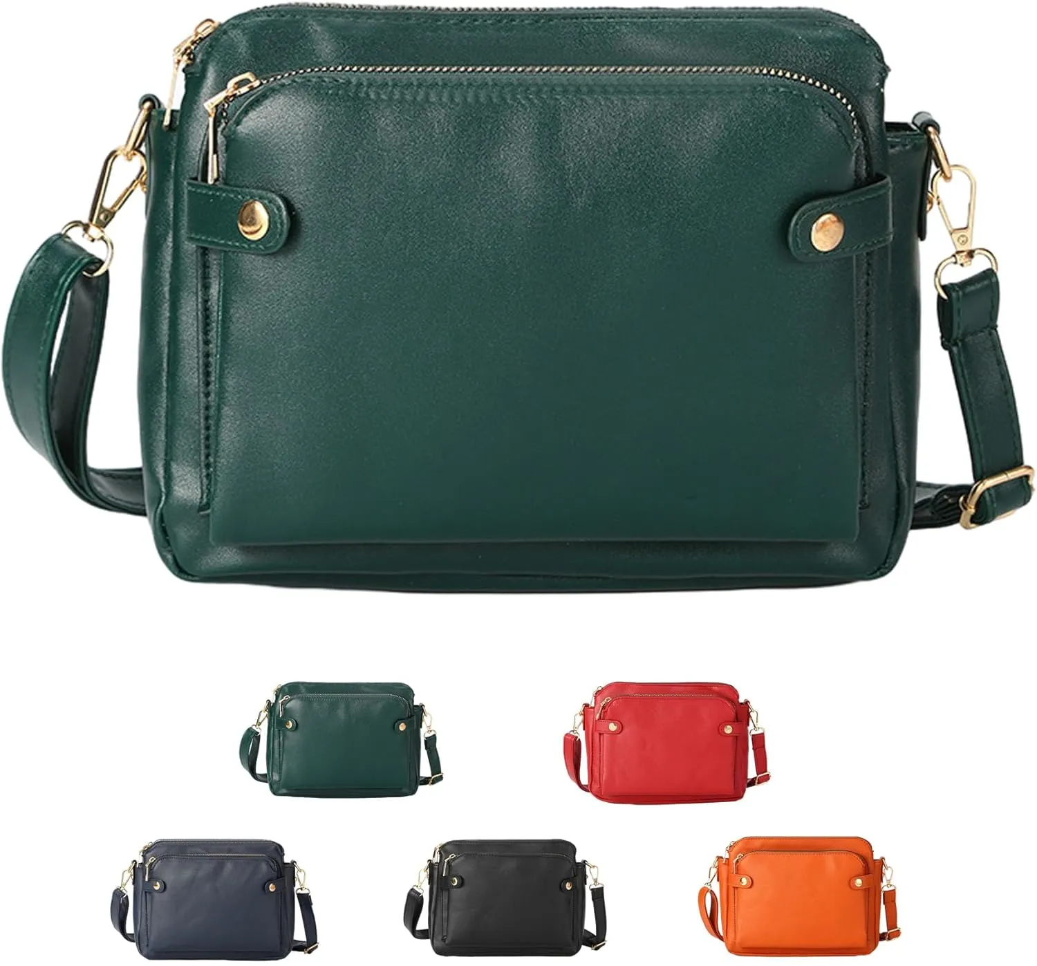 Gpmsign Crossbody Leather Bags For Women, Three Layer Leather Crossbody Shoulder clutches, Adjustable Handbags purses