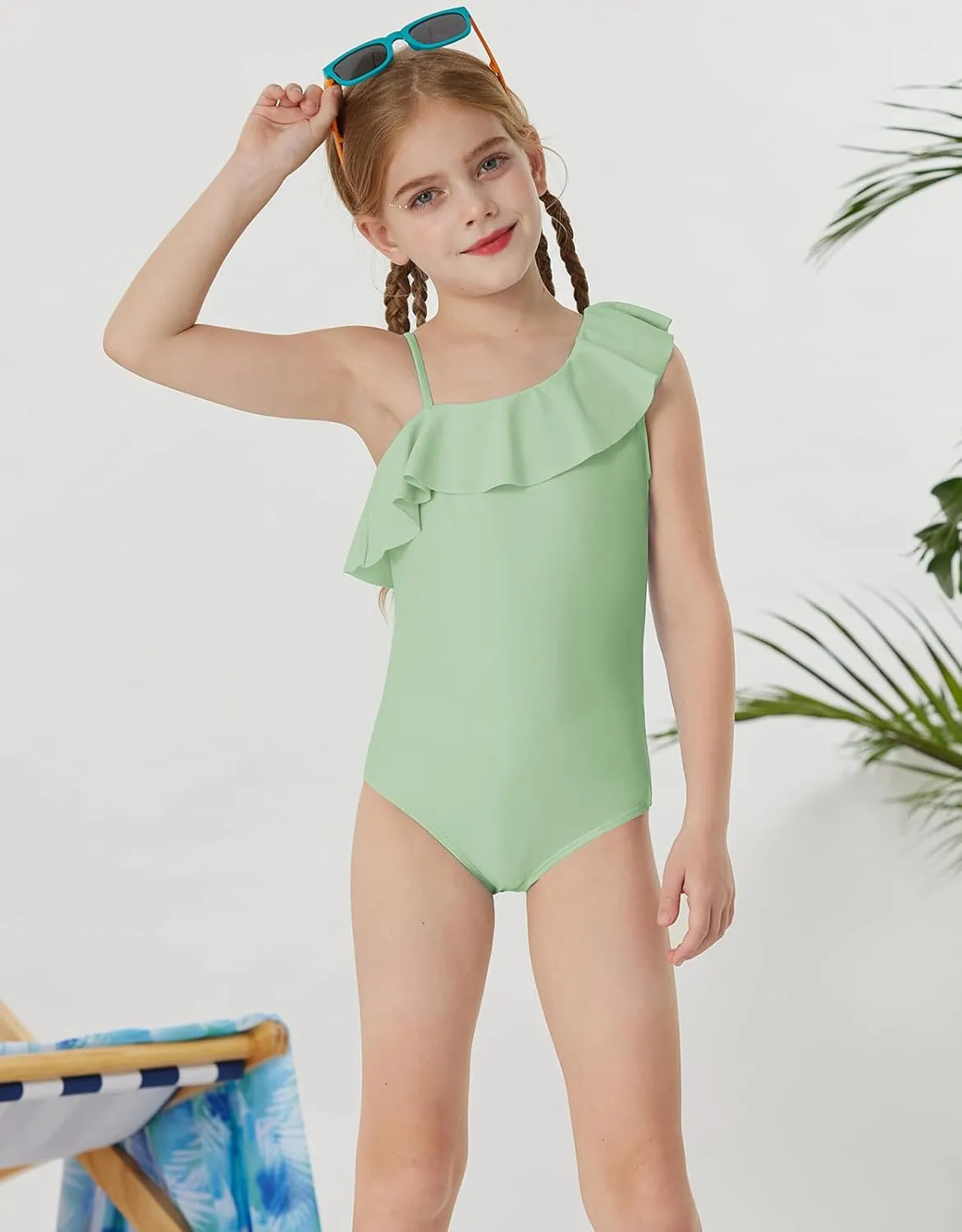 GRACE KARIN Girls One Piece Swimsuits with Mesh Skirt Bathing Suit Swimwear 6-14Y