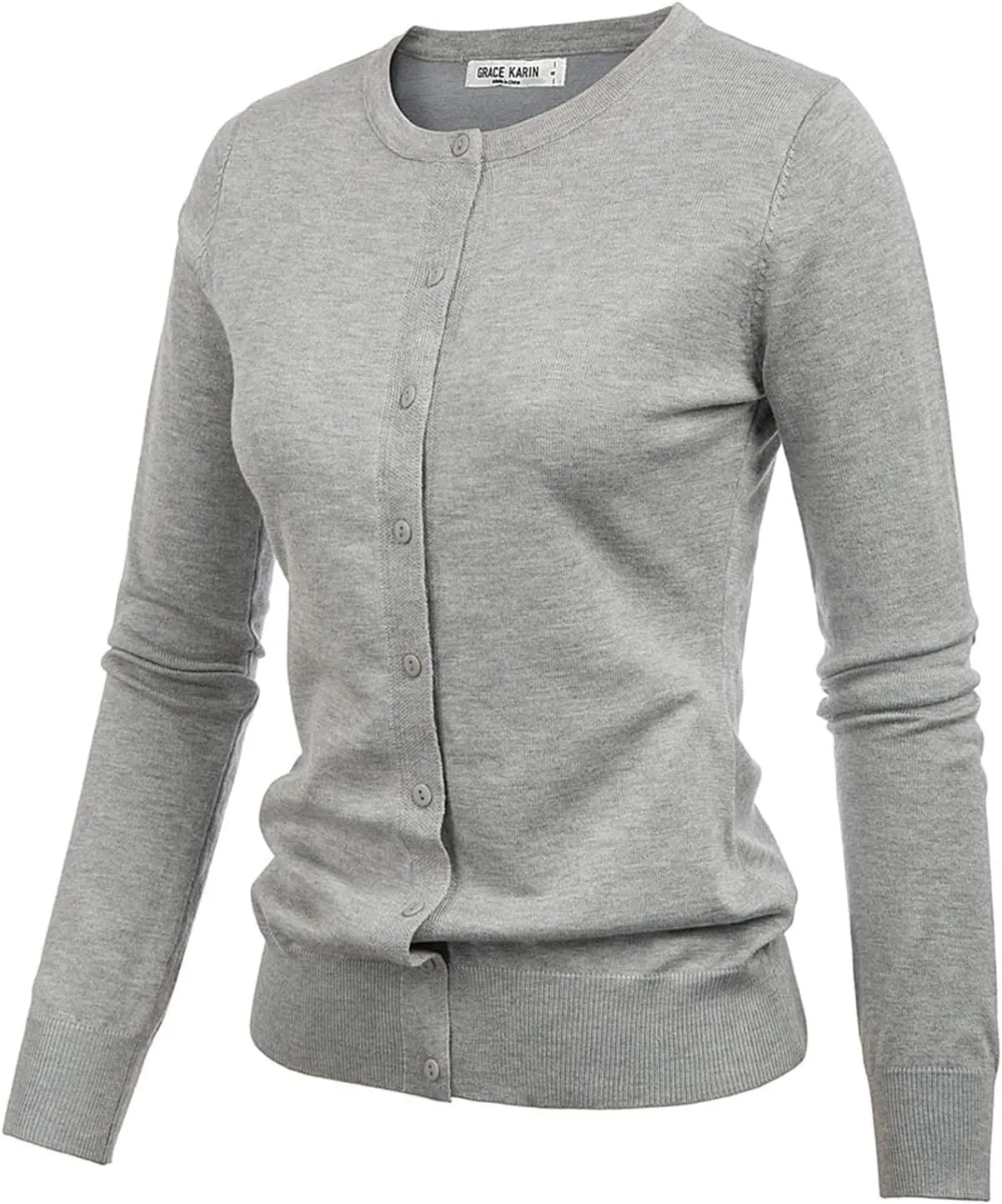 GRACE KARIN Women's Classic Long Sleeve Knit Cardigan Sweaters Casual Open Front Button Down Cardigan S-3XL