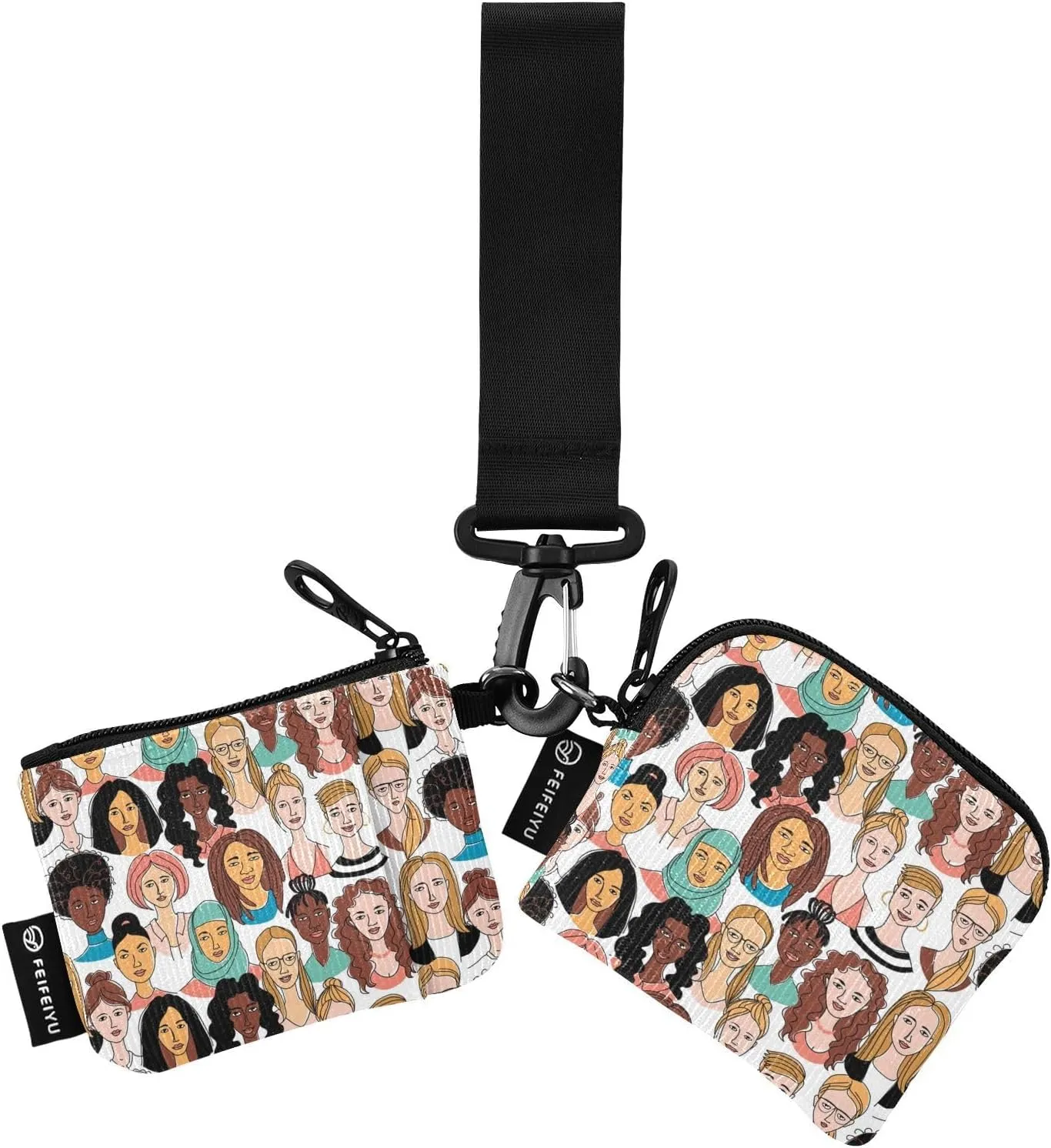 Grunge Doodle Colored Women Wristlet Keychain Wallets for Women Portable Small Coin Purse