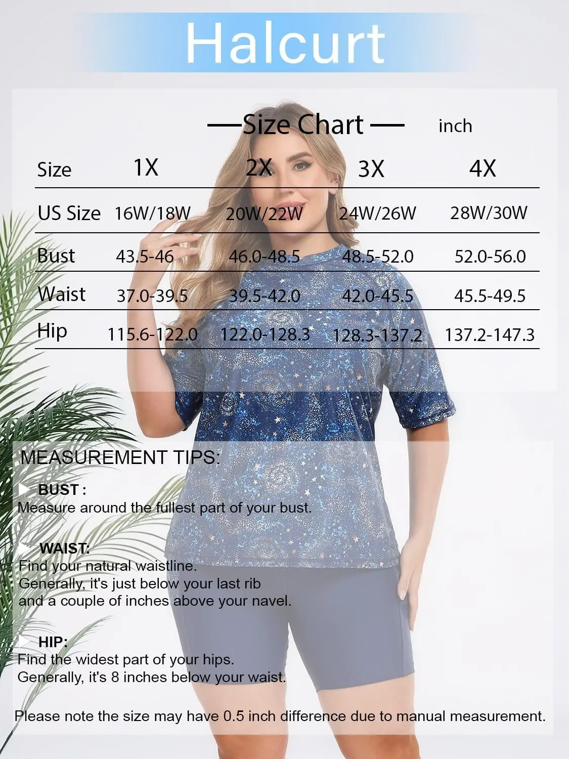 Halcurt Women's Plus Built in Bra Rash Guard Two Piece Swim Shirt and Pockets Boyleg Shorts