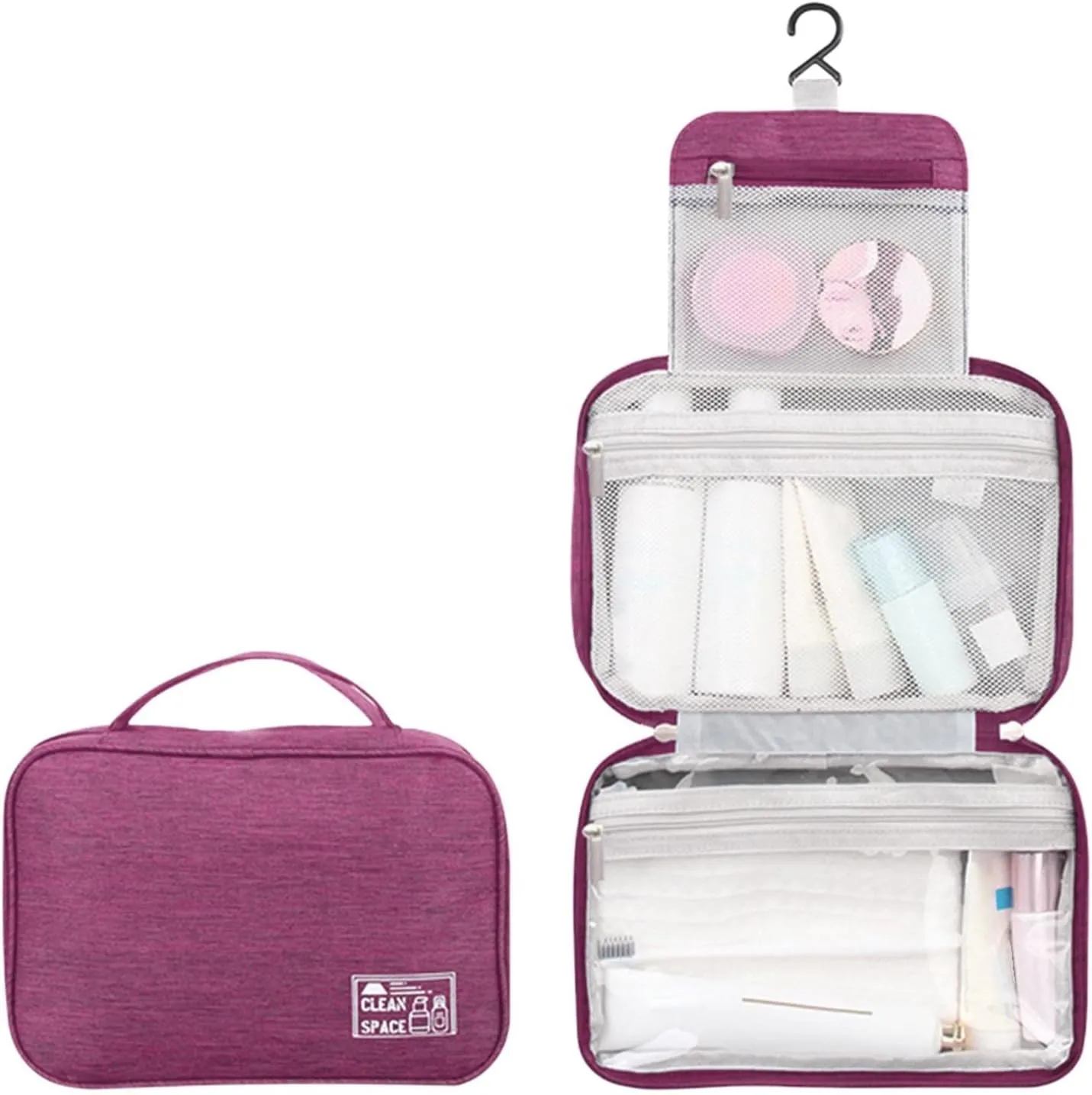 Hanging Travel Toiletry Bag for Men,10 X 6.5 Inch Makeup Bag Large,Foldable Portable Large Capacity Travel Bag for Toiletries,Waterproof Travel Cosmetic Bag,Travel Accessories