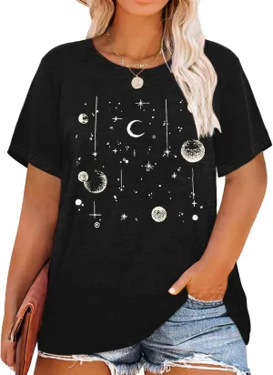 HDLTE Women Plus Size Tops Casual Short Sleeve Graphic Tee Shirts Oversized Tee Tops